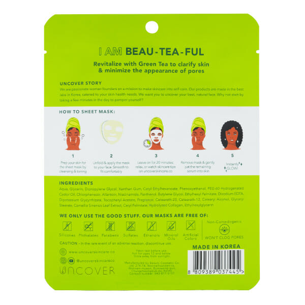 Uncover I am Beautiful Green Tea Detoxifying Sheet Mask